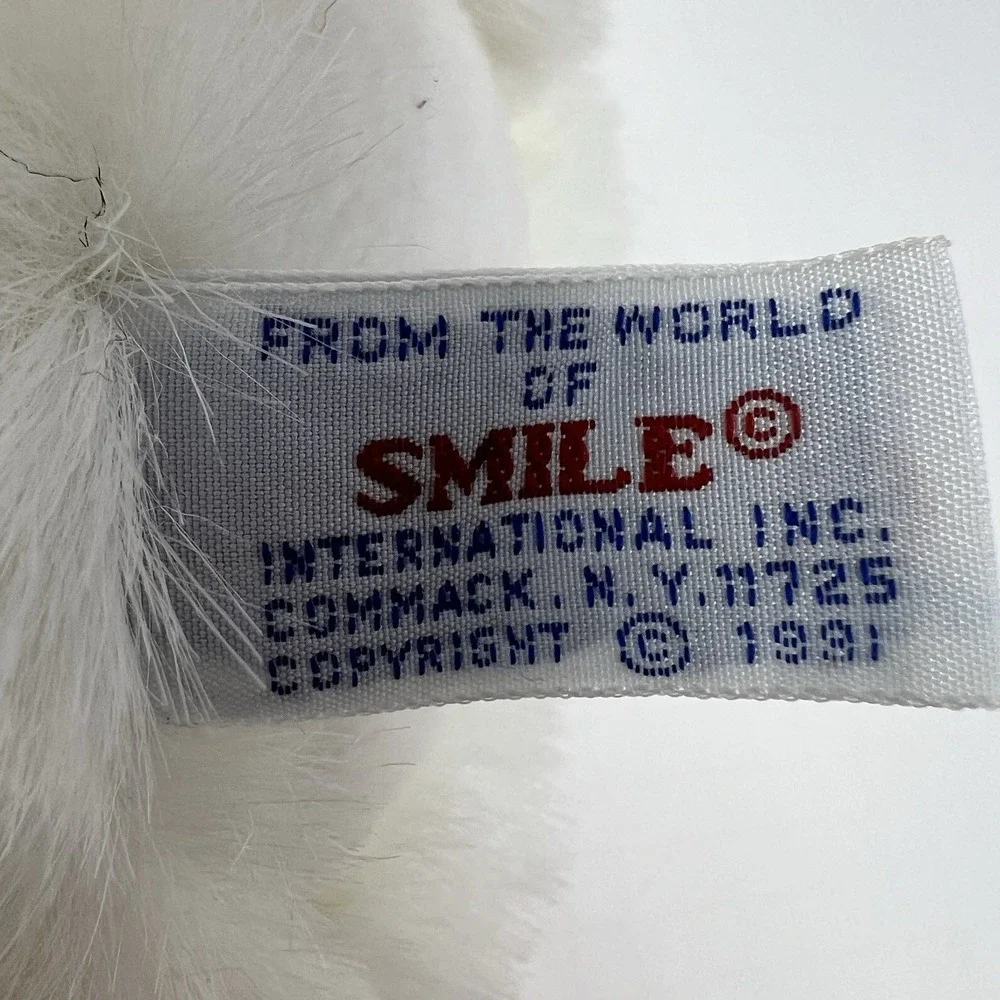 1991 White Mouse Plush 10 Inch Stuffed Animal Plaid Ears‎ World of Smile